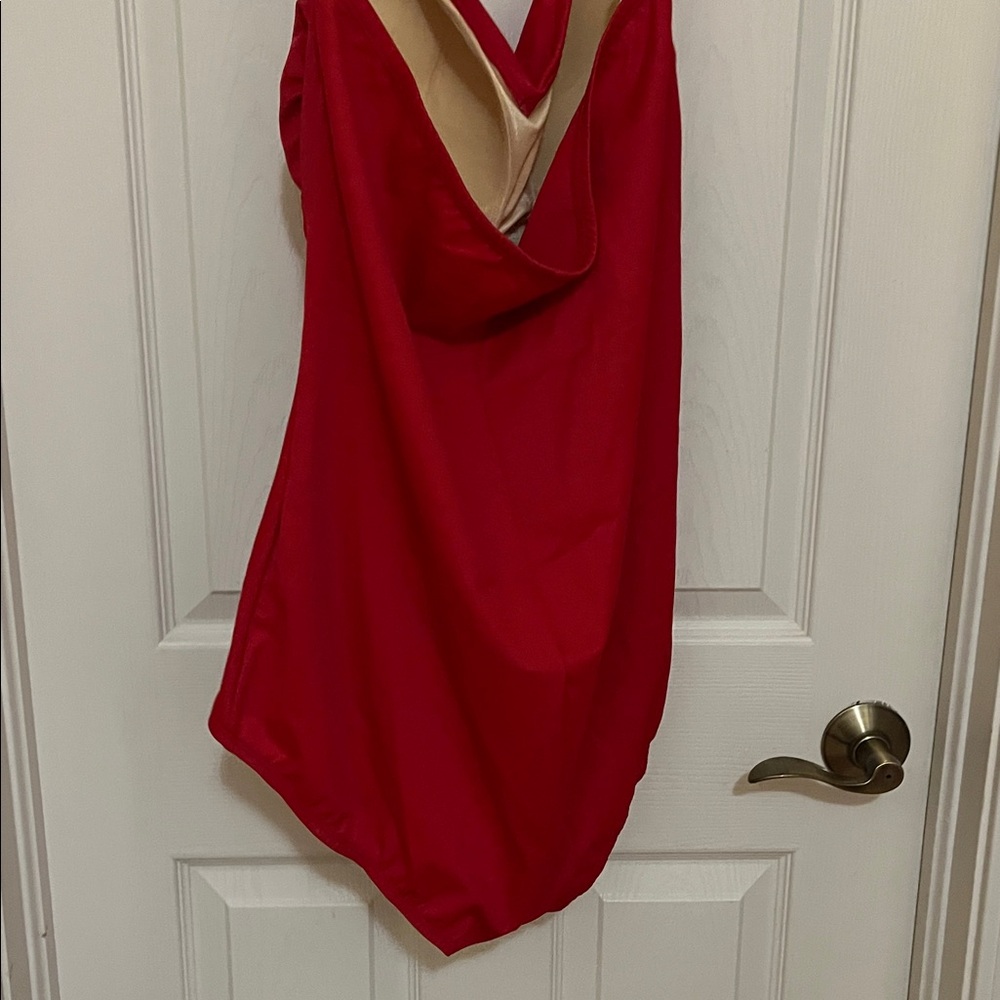 Red Halter One-Piece Swimsuit Ruby ribbon size 18 - Picture 2 of 3